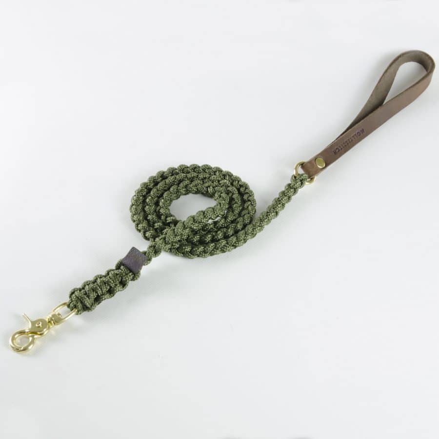 Molly and Stitch Touch of Leather Leash Military Olive