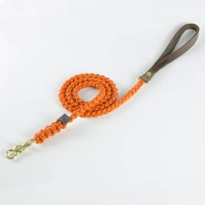 Molly and Stitch Touch of Leather Leash Pumpkin Orange