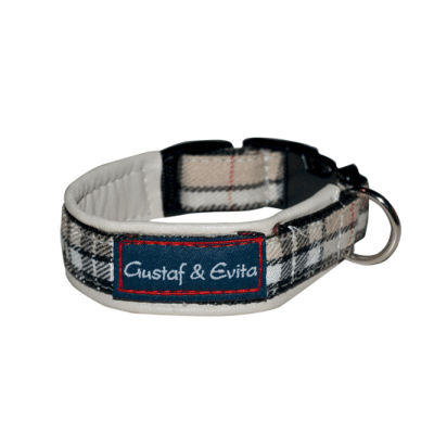 Gustaf & Evita Beige ruta Halsband