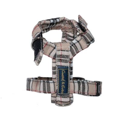 Gustaf & Evita Kattsele Strap Ställbar Beige ruta