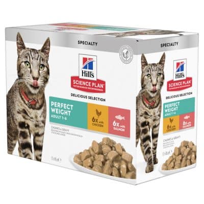 Hills SP Feline Adult Perfect Weight Chicken & Salmon våtfoder 12x 85g portionspåsar