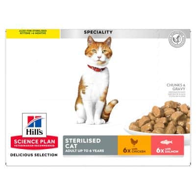 Hills SP Feline Adult Sterilised Salmon & Chicken 12x85g portionspåsar