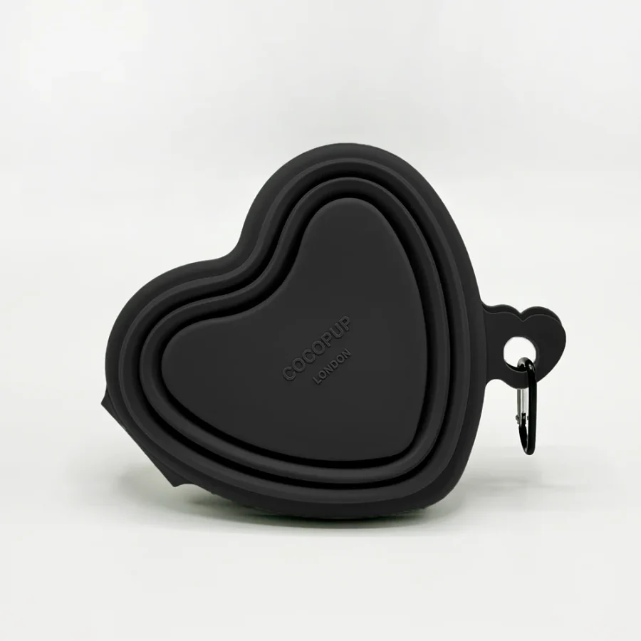 Cocopup London Heart Ihopfällbar skål Svart
