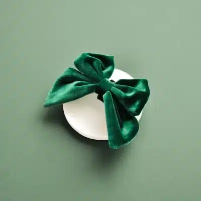 Cocopup London Luxe Velvet Sailor Bow Tie - Forest Green